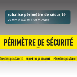 Rubalise plastique périmètre sécurité jaune 75 mm x 100 m